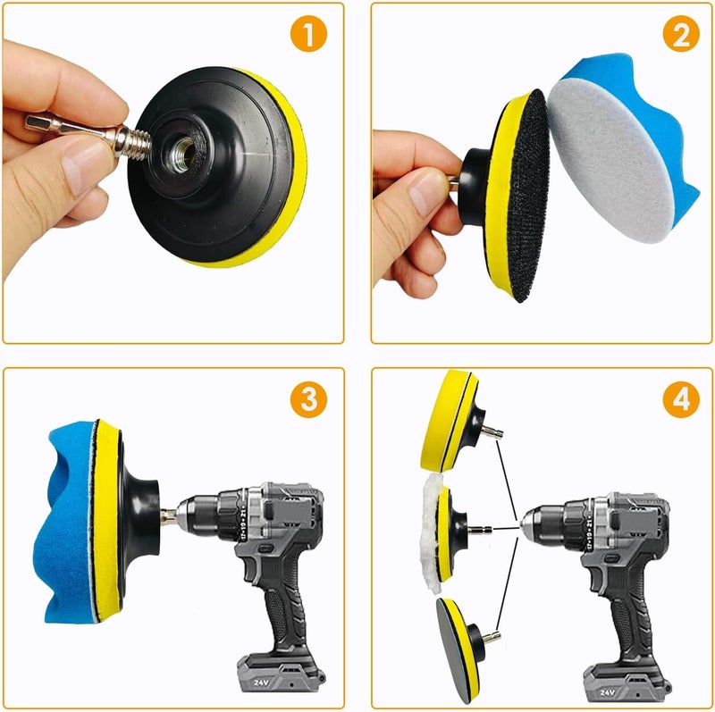 BTBEMO 78Pcs Headlight Restoration Kit,3 Inch Drill Polishing Kit, Wet Dry Sandpaper Drill Sanding Attachment with Buffing Pads for Car Polish,Resin Polish Rotary Tools Attachment (3 Inch 78Pcs) - Image 2